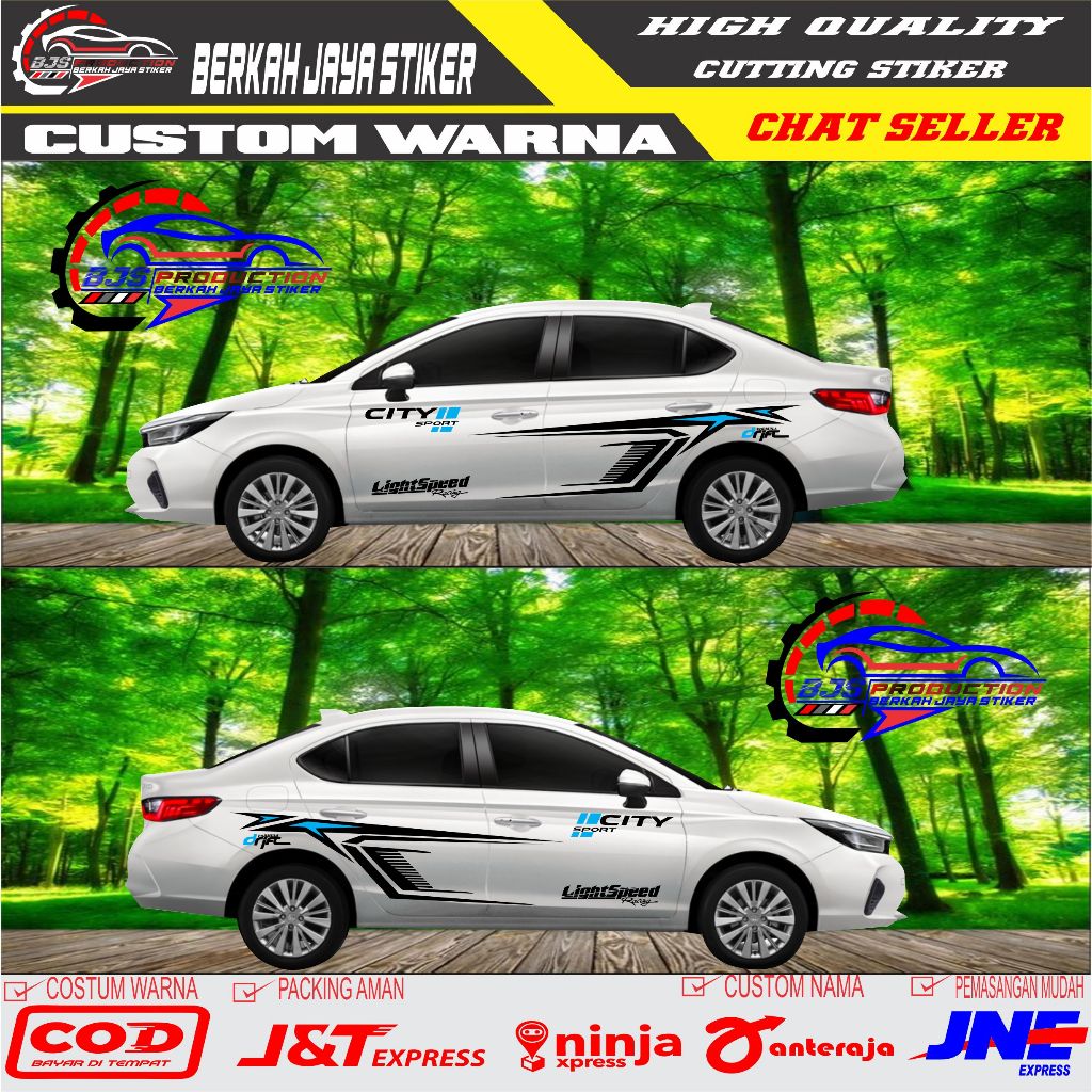 Stiker Mobil Honda City Stiker LightSpeed Racing Mobil City Stiker Mobil Honda City Terbaru