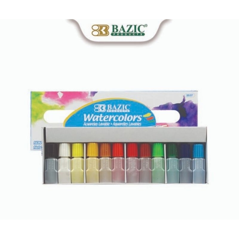 

Bazic - Water Color 2637 3ml 6ml 12 Colors / Cat Air Lukis Bazic 2637 Ukuran 3 ml 6 ml Isi 12 Warna