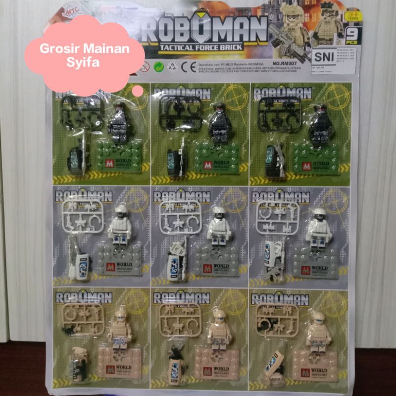 (ISI 9 PCS) Mainan Lego ROBOMAN TACTICAL FORCE BRICK