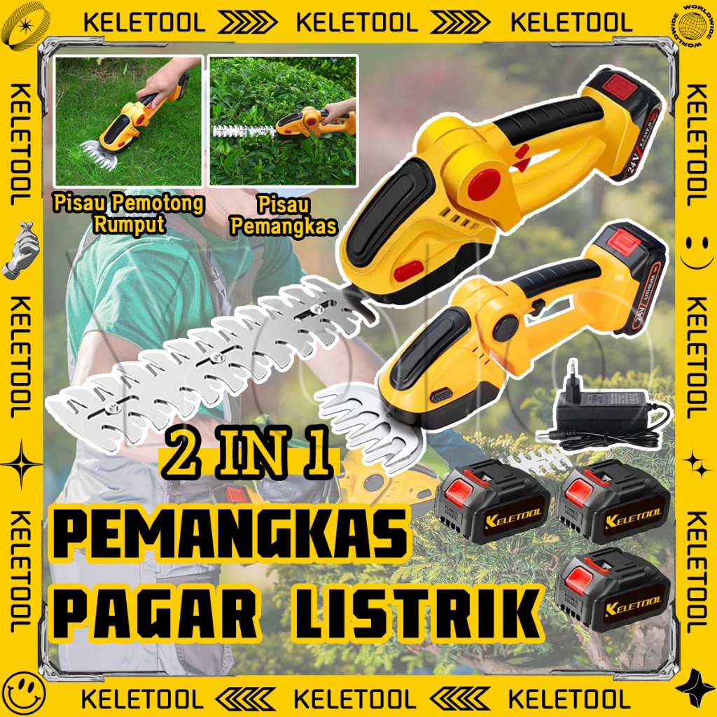 Mini Alat Pemotong Rumput Elektrik Hedge Trimmer 2in1 Portable Mesin Arit Rumput Modern Cordless Ala