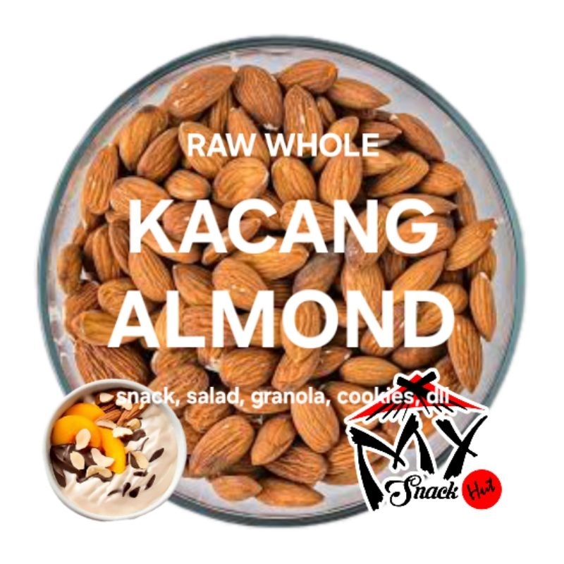 

KACANG ALMOND UTUH 250GR MENTAH RAW NATURAL WHOLE ALMON BADAM LUZ BIJI SALAD COOKIES GRANOLA HALAL