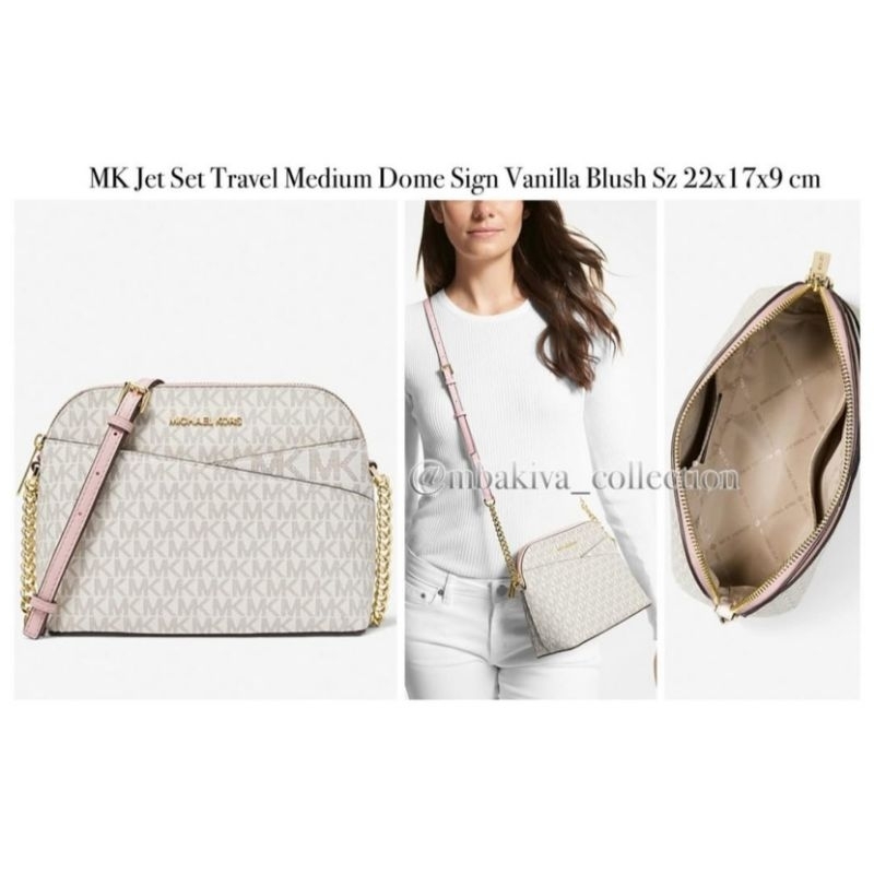 MK Jet Set Travel Medium Dome Sign Vanilla Blush