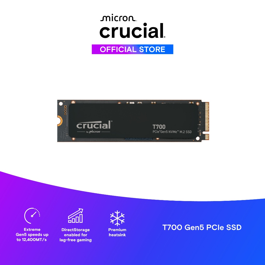 Crucial SSD T700 1TB 2TB PCIe Gen5 NVMe M.2 SSD Non Heatsink
