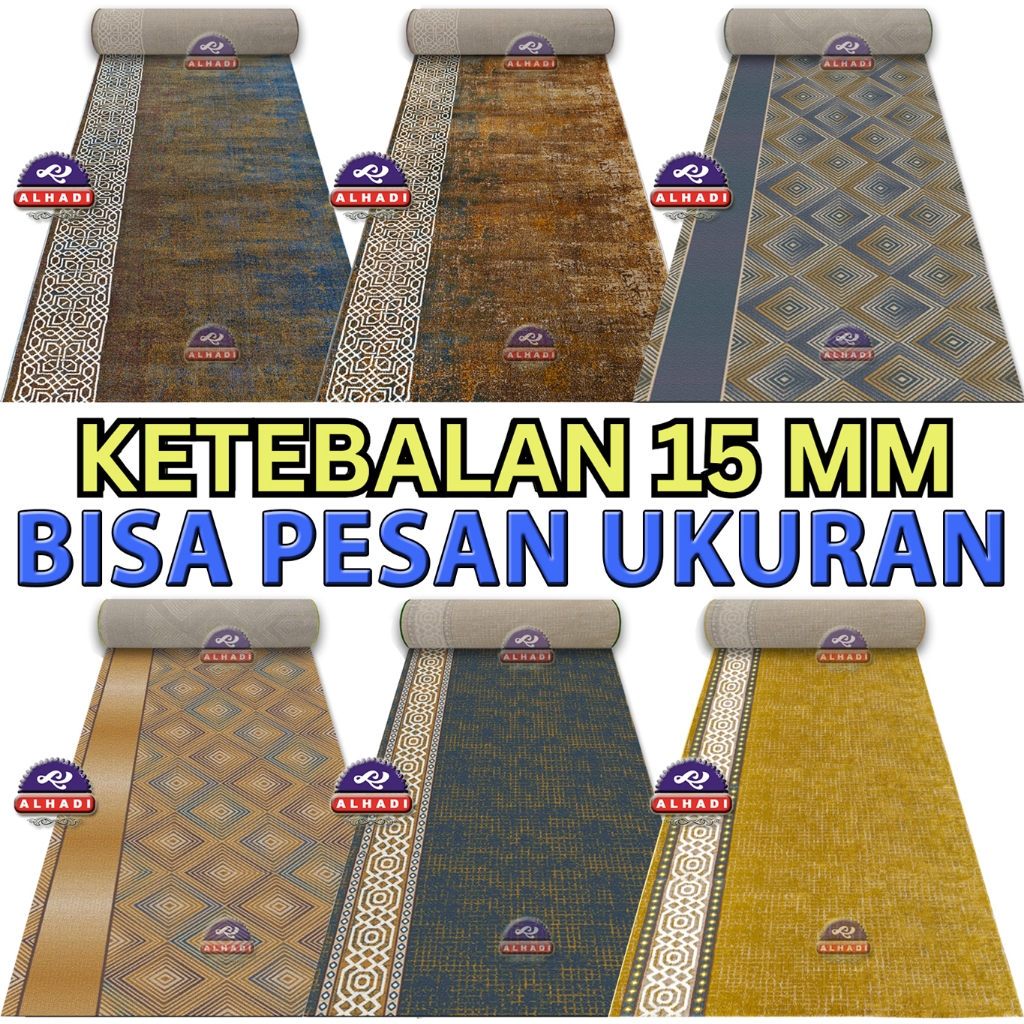 Alhadi Karpet Masjid ANTRA METERAN Ukuran 100 x 120cm Tebal 15mm Sajadah Mushola Empuk Lembut