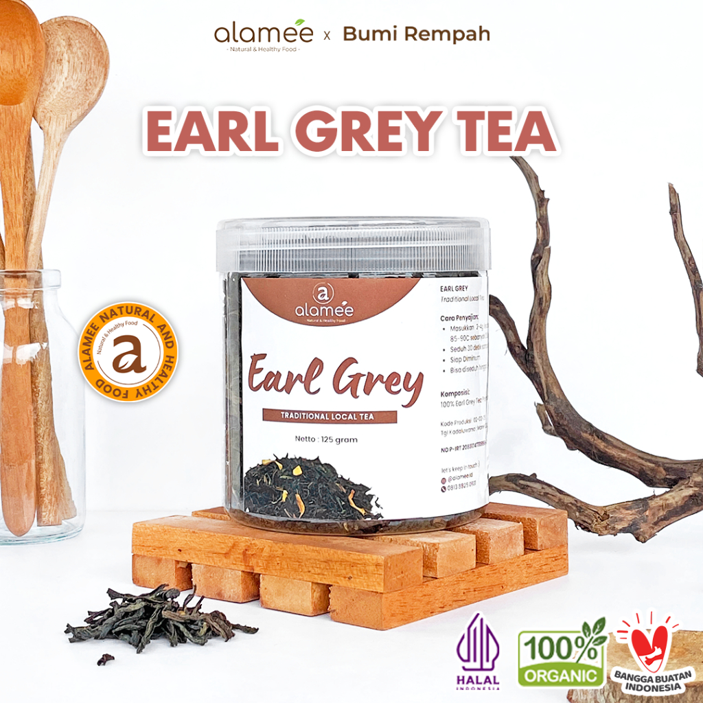 

ALAMEE Teh Bunga Earl Grey Black Tea Alami Organik Dried Leaf Siap Seduh Minum 125gr