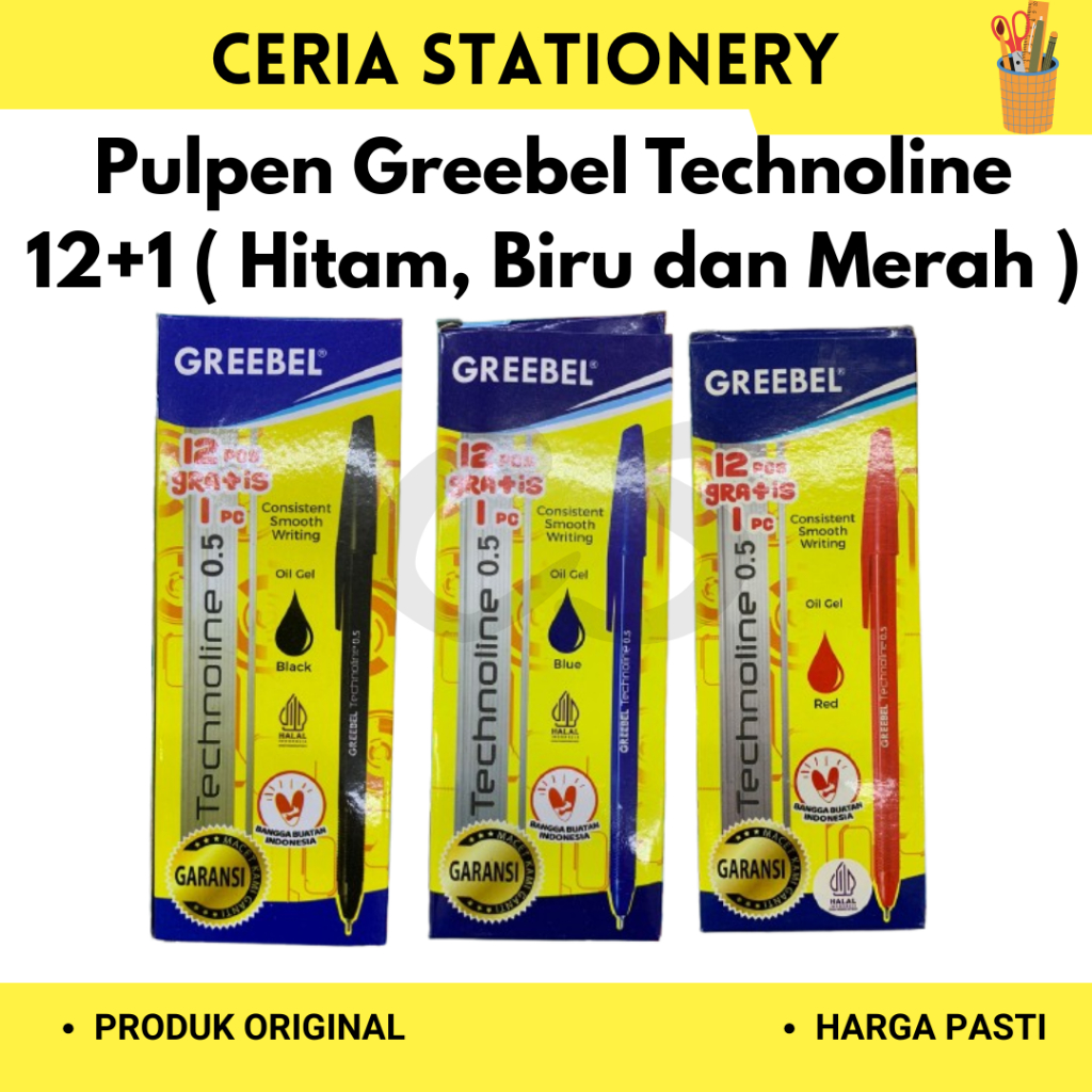 

Pulpen Greebel Technoline 0.5 12 + 1 ( 1 Pak 13 Pcs )
