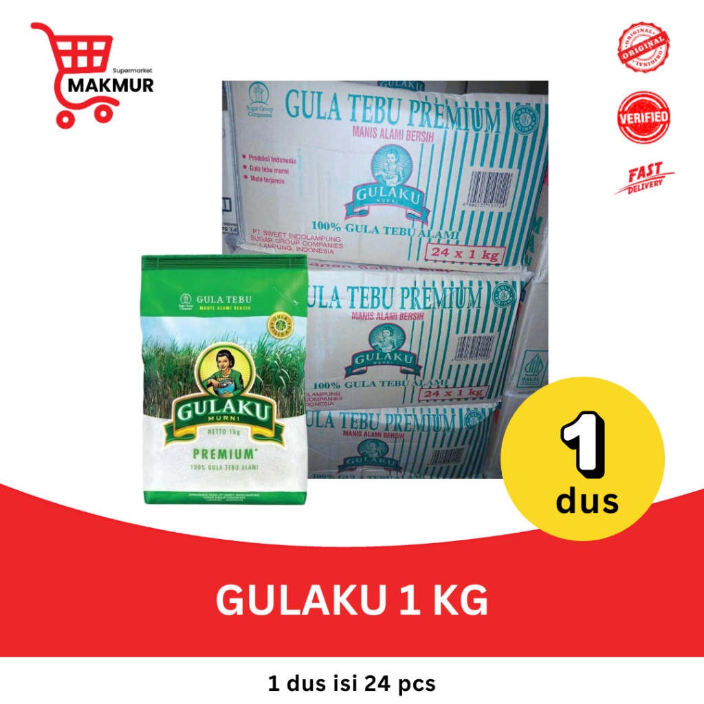 

Gulaku Gula Pasir Tebu Premium Hijau 1 KG x 1 DUS (24 pcs) / Pemanis Gula Pasir HIJAU GROSIR - Tkmakmur24