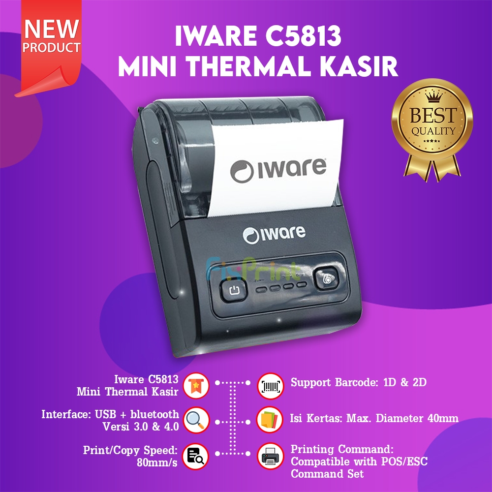Printer Iware C5813 / 58BC /  MP-58XC / ZJ5809II Printer Kasir Portable Struk Pembayaran 58mm Printe