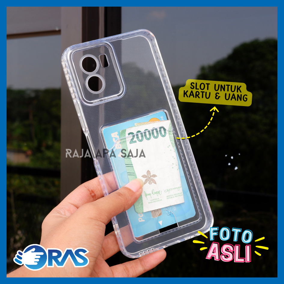 Softcase Untuk VIVO Y15S / Y01 Case Card Holder Slot Kartu Casing Kesing Silikon Bening Clear Dompet