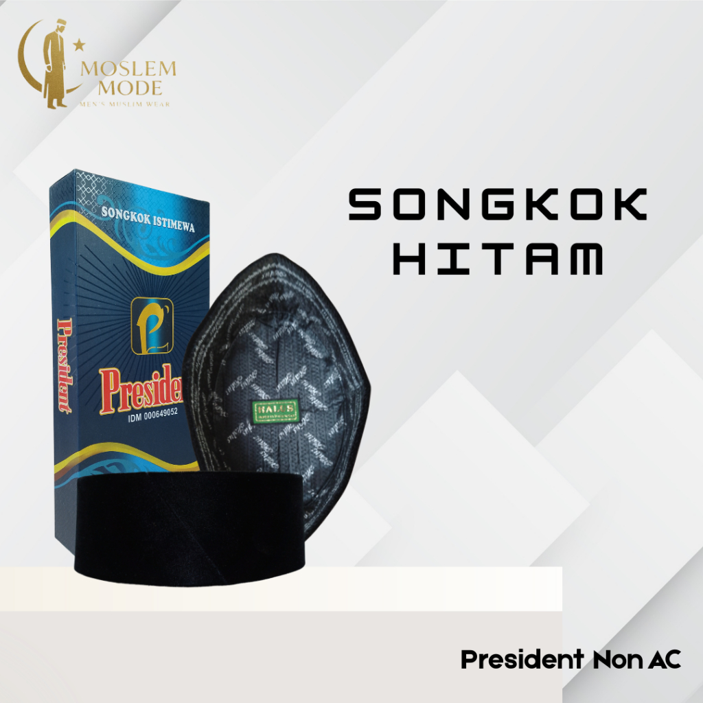 Songkok Hitam President Peci Hitam Tanpa AC Cap President Premium