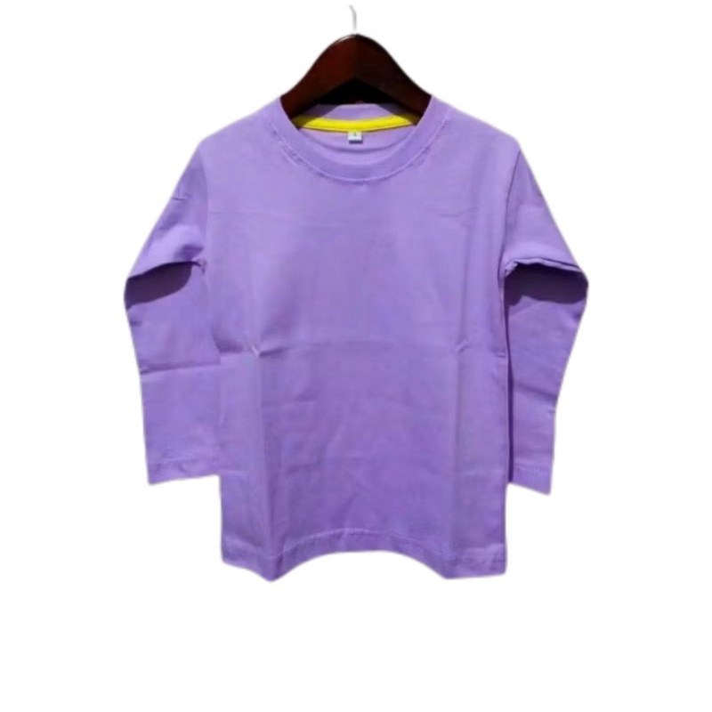 KAOS ANAK UNGU MUDA LENGAN PANJANG USIA 1-12 TAHUN KAOS POLOS ANAK UNISEX COWOK CEWEK BAJU ANAK UNGU