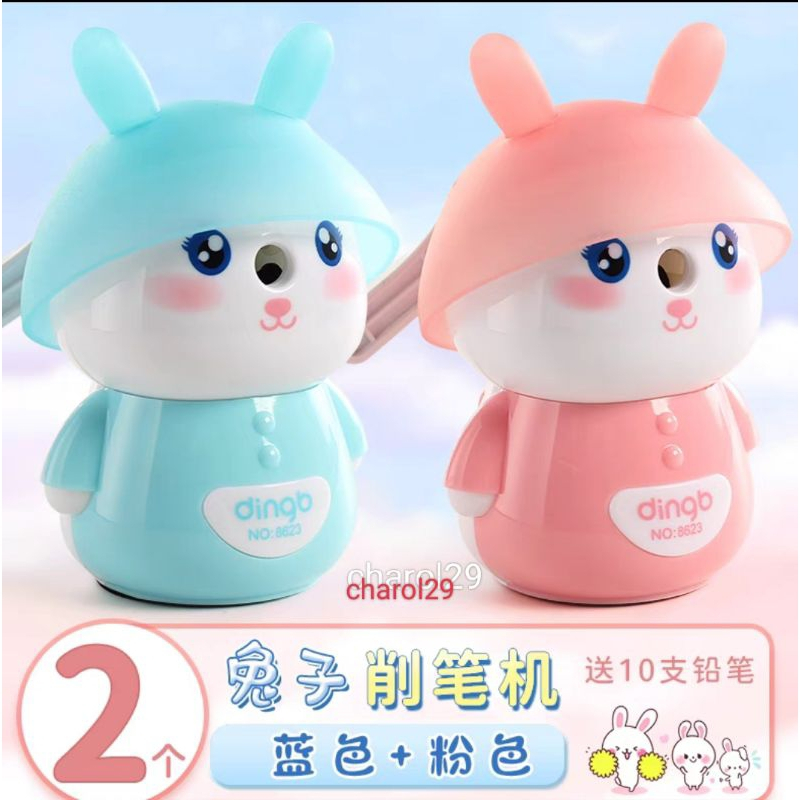 

Rautan putar karakter DINGB warna biru rautan pensil dingb/sharpener bunny/serutan pencil putar lucu karakter bunny