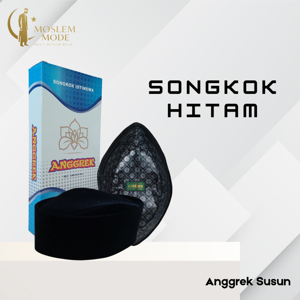 Songkok Hitam Kopiah Susun Cap Anggrek Nasional Hitam President Premium Susun