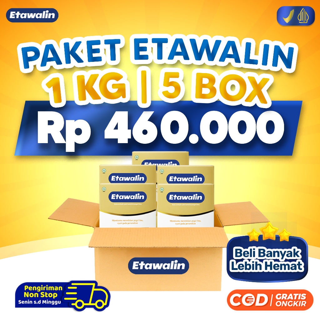 

Paket Etawalin 5 Box - Susu Kambing Nyeri Sendi & Pegal Linu Original 1 KG