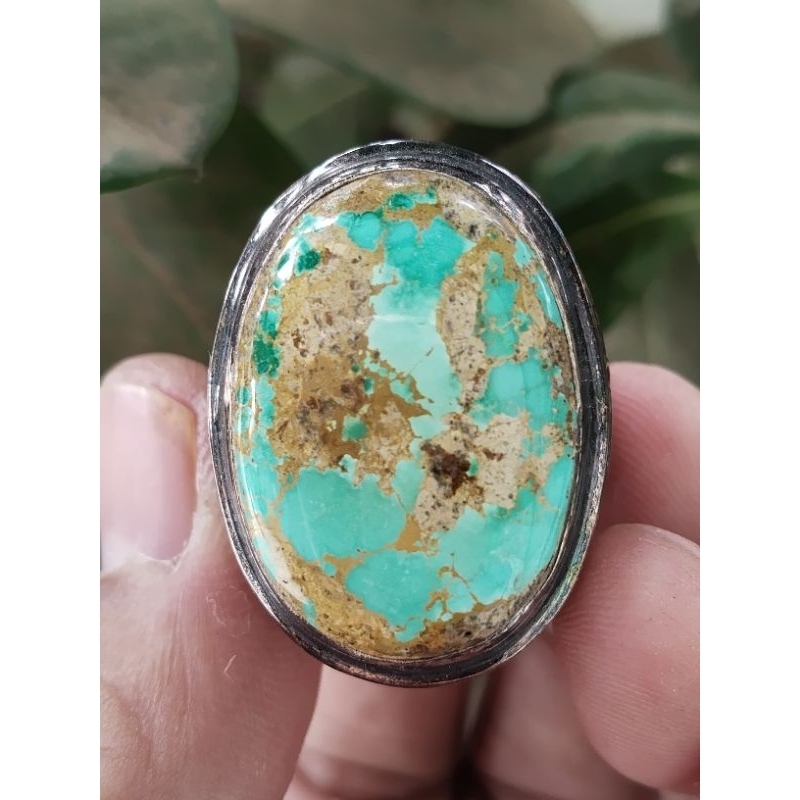 BATU AKIK PIRUS PERSIA BIRU IJO RING PERAK