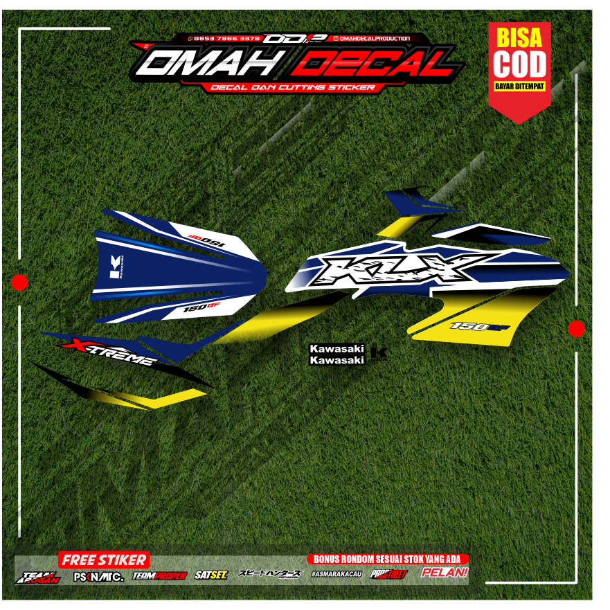 striping lis klx bf extrime 2017 biru putih original stripping klx bf g vinil transprant max decal