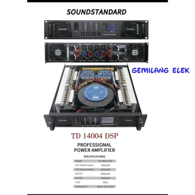 POWER AMPLIFIER SOUNDSTANDARD TD14004DSP/ TD 14004 DSP 4 CHANNEL 4x1400 Watt