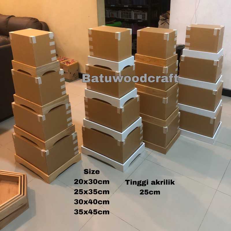 Hantaran Pernikahan Kotak Seserahan Kayu Plus Tutup Akrilik Set Satuan
