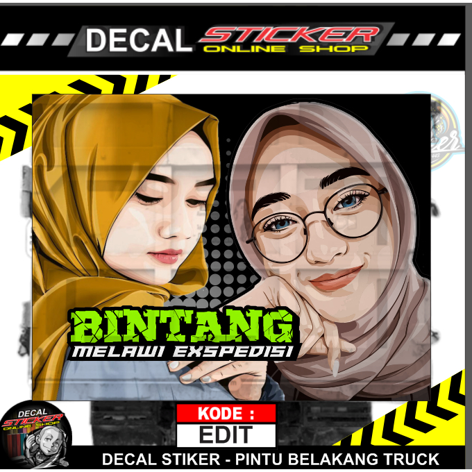 STIKER PINTU BELAKANG TRUK VARIASI CUSTOM GAMBAR TULISAN UKURAN 200X150 DECAL MOBIL