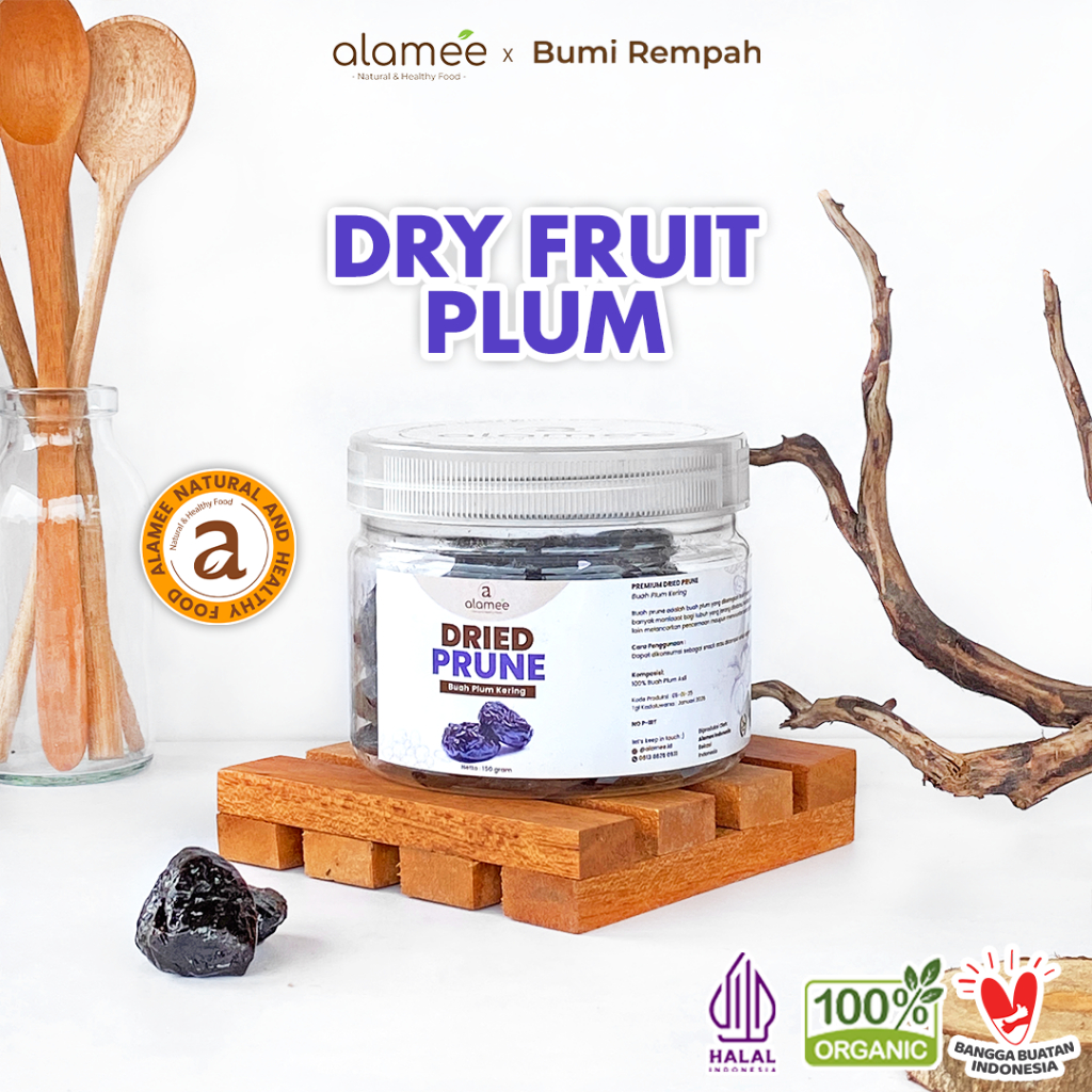 

ALAMEE Dried Prune Cemilan Buah Kering Sehat Buah Plum Kering Rendah Kalori Tanpa Biji PREMIUM 150gr