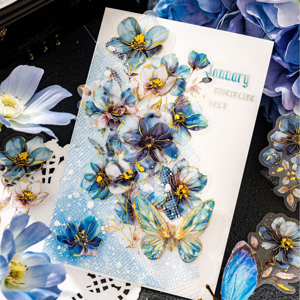 

[Artopia] 20pcs Hot Stamping Floral HSF Sticker Stiker Print Gold Emas Foil Bunga Kembang Cantik