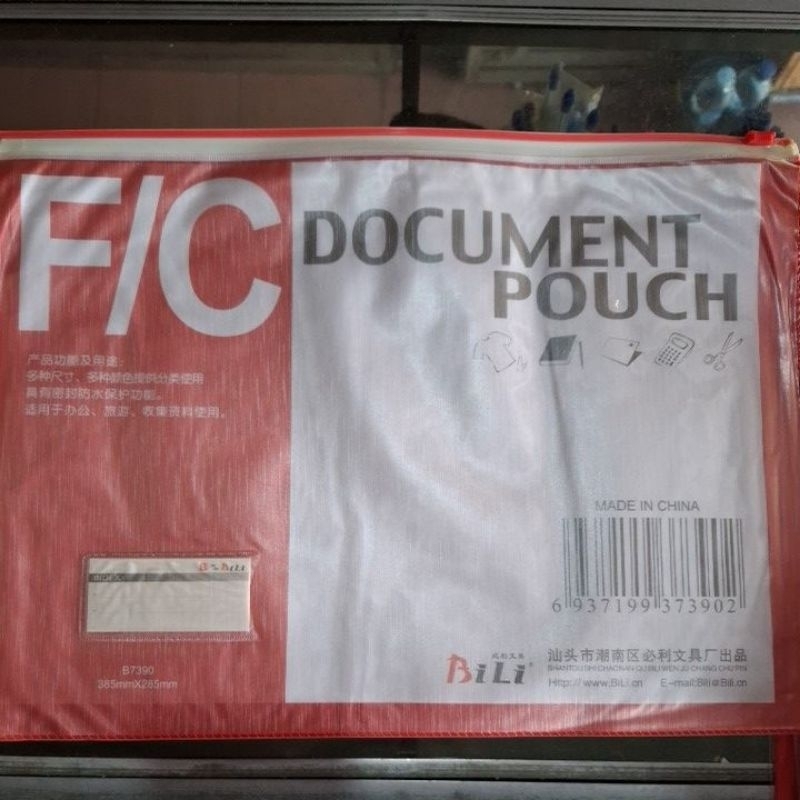 

document pouch F4 bahan plastik bersleting klip