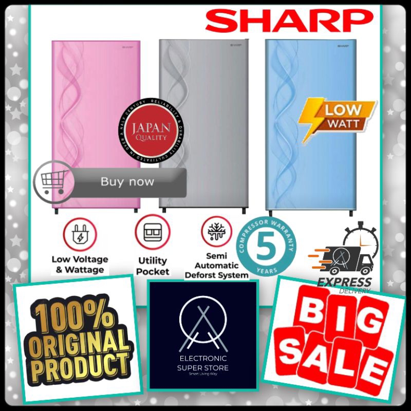 KULKAS 1 PINTU SHARP SJ-182ND SJ182ND 182ND LOW WATT FAST FREEZING LEMARI ES 1 PINTU SHARP