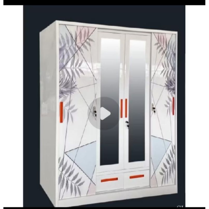 lemari pakayan besi sleding 4pintu