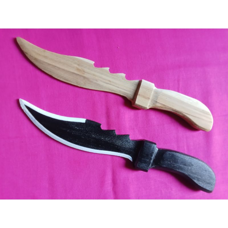 Pisau Belati Naga Bahan Kayu Mainan Peraga Latihan Silat Beladiri/Pisau Belati Komando Kayu/Pisau Be