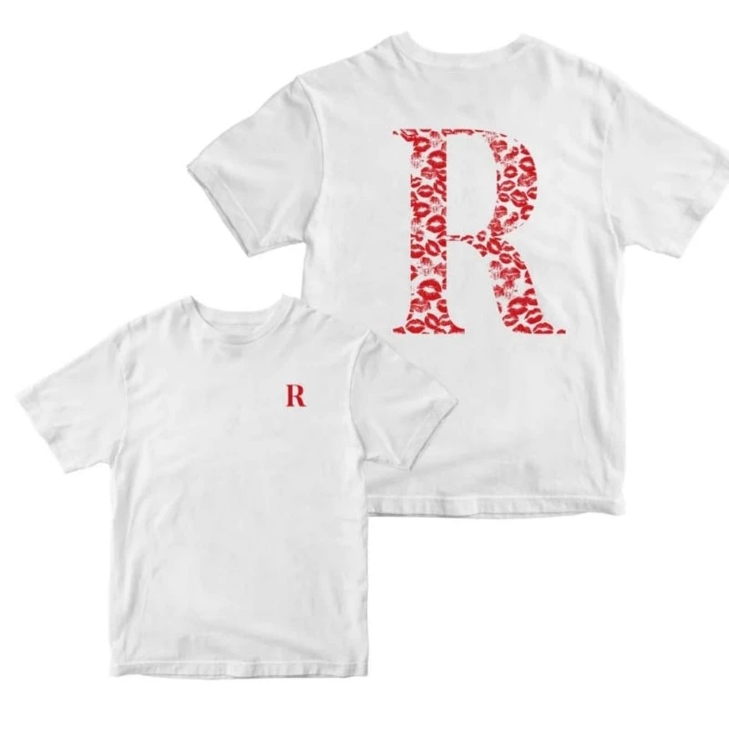 kaos inisil bucin huruf R kiss unisex | kaos baju inisial nama huruf R kiss pria wanita