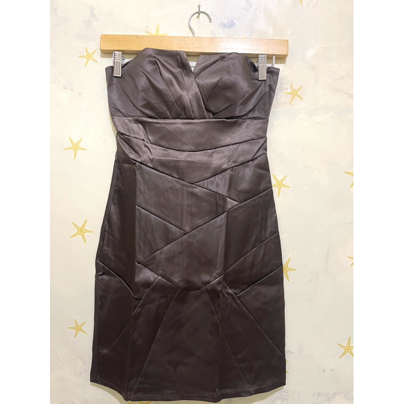 CC119 Preloved dress pesta kemben wanita coklat