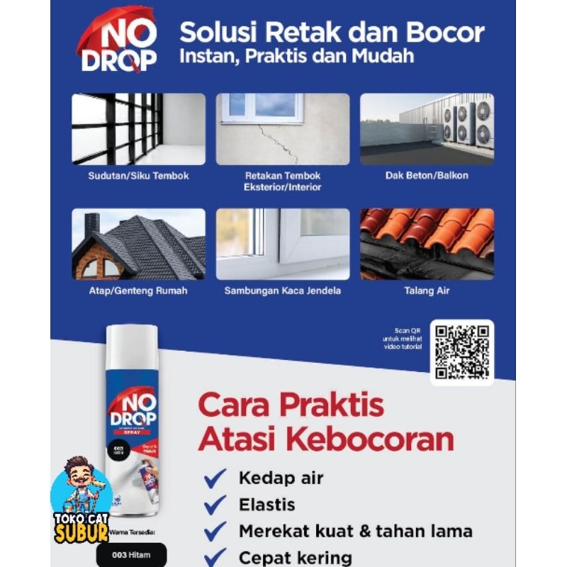 No Drop Spray Instan Atasi Bocor Talang Air, Retakan, Sudutan Tembok, Atap Rumah