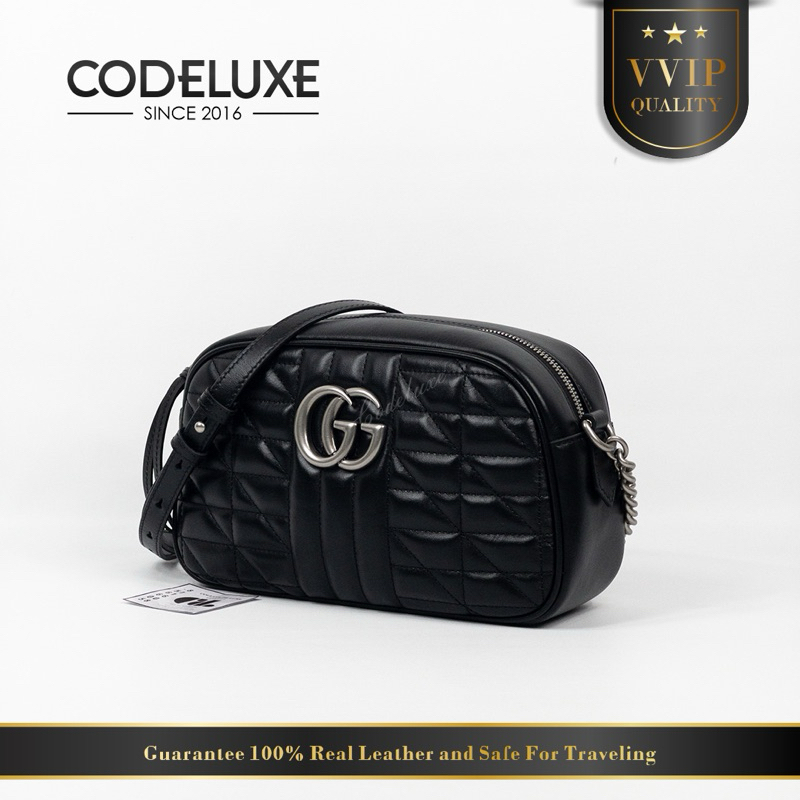 GG New Marmont Small Camera Bag in Black SHW