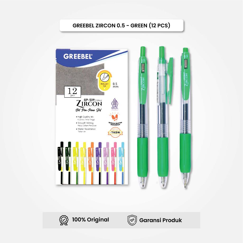 

GREEBEL Gel Pen Pulpen Pena GP-509 Zircon Isi (12PCS/SET) Warna Hijau / Pulpen Gel Murah Grosir