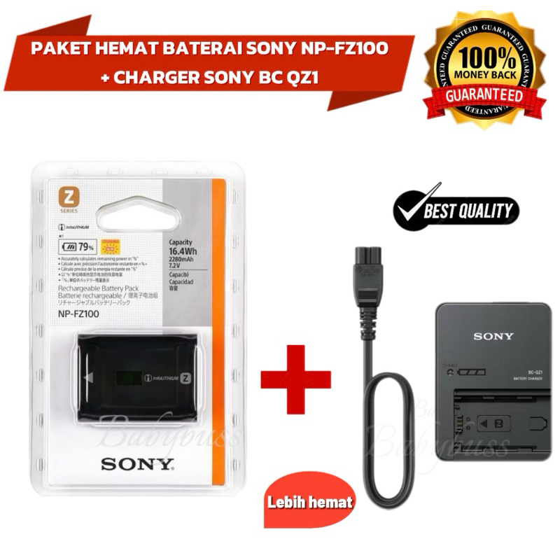 PAKET HEMAT BATERAI SONY NP FZ100+ CHARGER SONY BC-QZ1 Baterai Sony NP-FZ100 For Camera Sony Alpha a