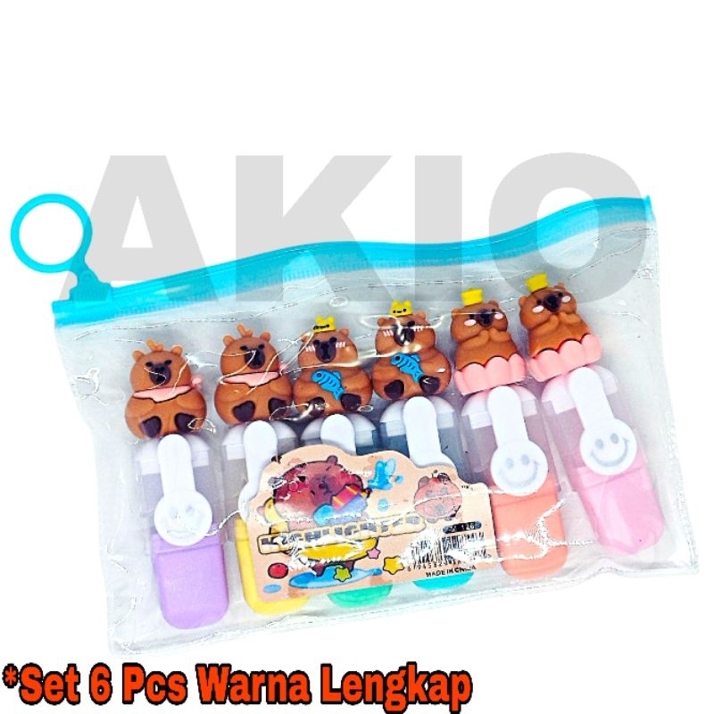 

Highlighter Lucu Aesthetic Cute Murah Unik Set 6 Pcs + Zipper Pouch Karakter KAPIBARA CAPIBARA CAPYBARA Penanda Berwarna Warni M-126