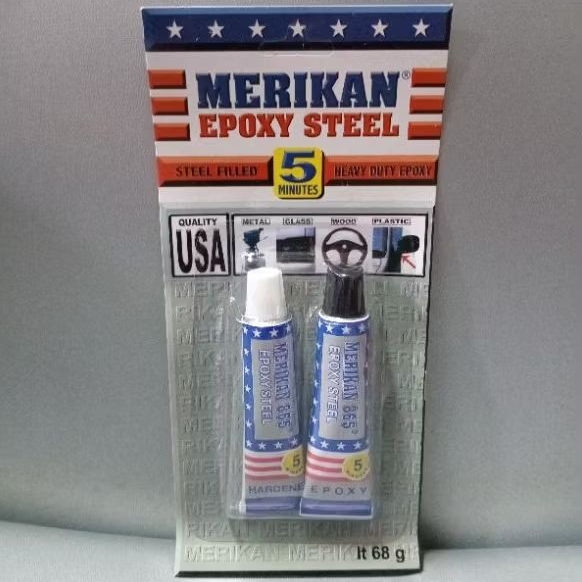 Lem Besi Epoxy Steel Merikan Campur 5 Menit Serbaguna Keramik Kayu Baja