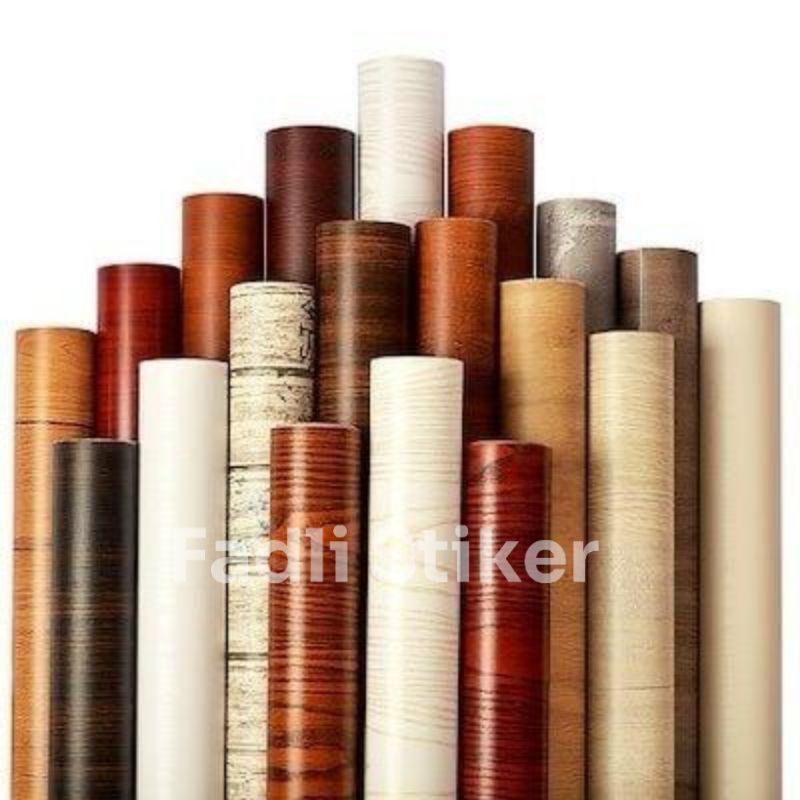 Wallpaper PVC Dinding Motif Serat Kayu / Stiker Motif Serat Kayu Sheet Furniture Meja Lemari Anti Ai