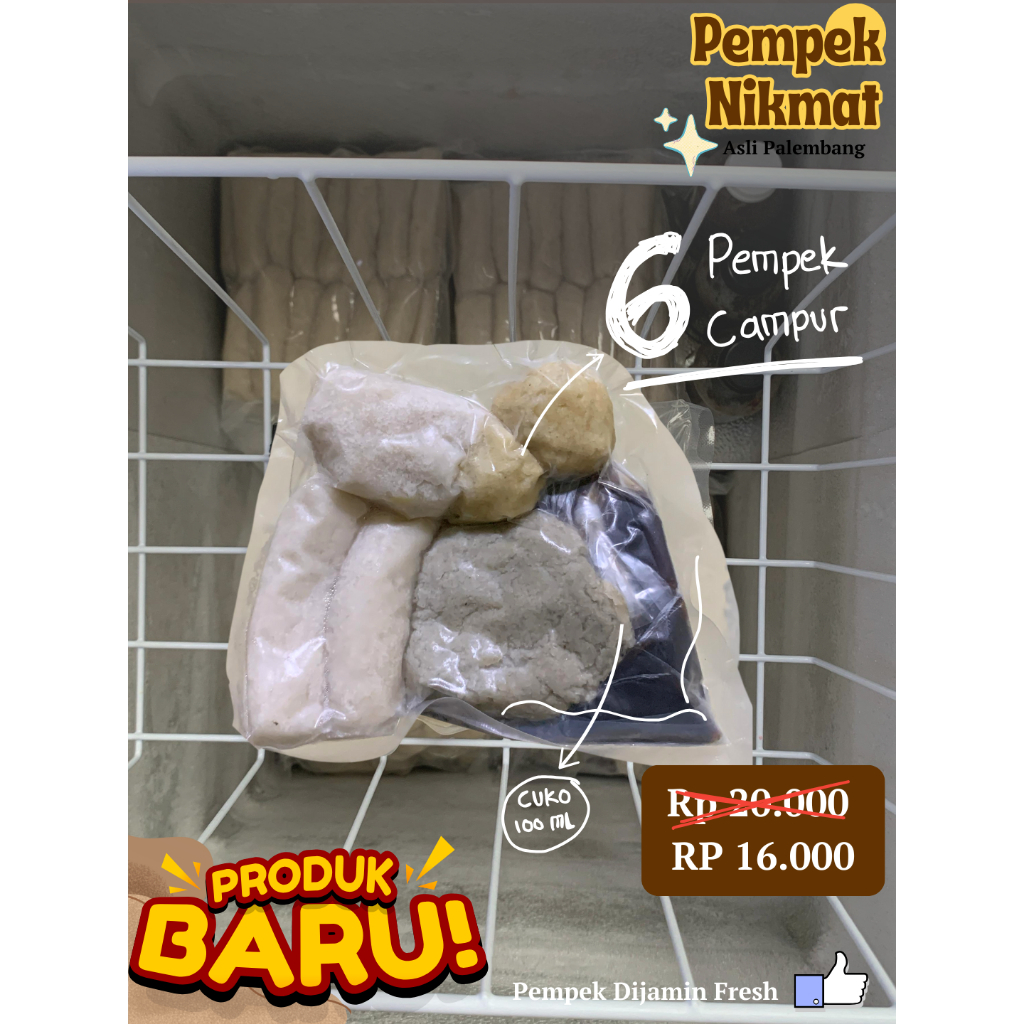 

6 Pempek Campur + cuko 100 ml - Asli Palembang [Pempek NikMat]