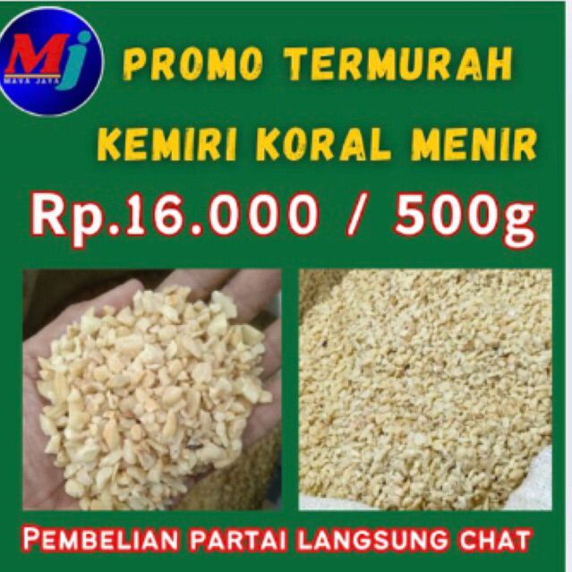 

kemiri koral menir/500g/murah kemiri menir super/kemiri pecah kecil putih super