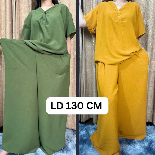 SETELAN SET RANIA LONG CELANA PANJANG JUMBO LD 130 BUSUI FRIENDLY RAYON PREMIUM WANITA SORA SET JUMB