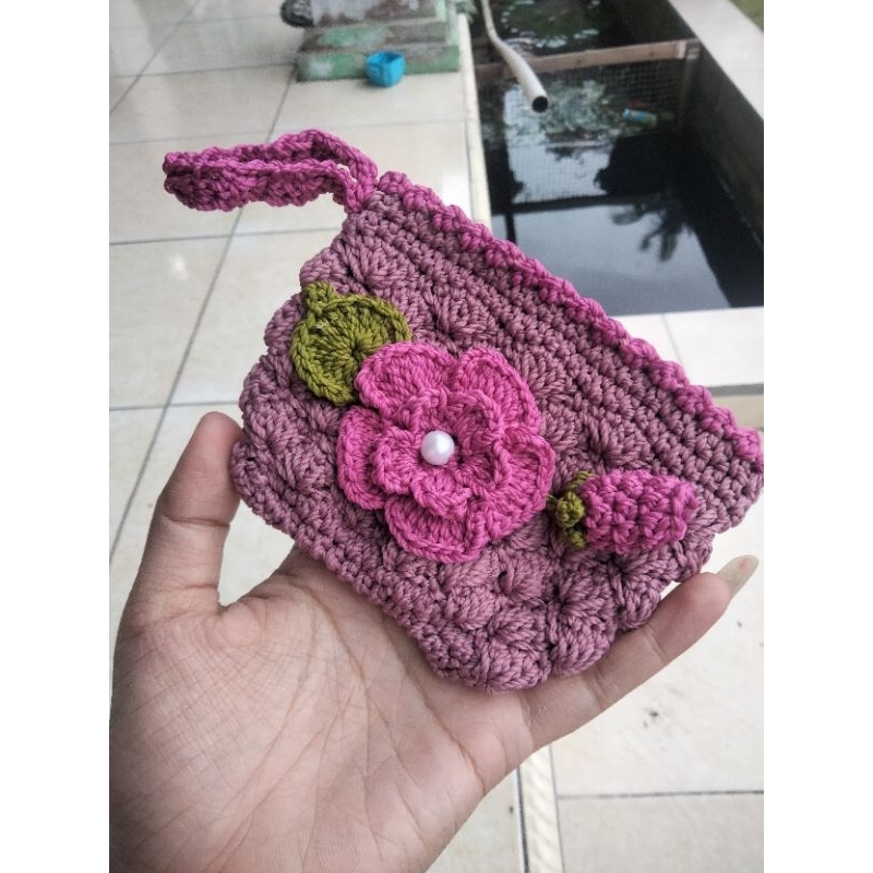 DOMPET PENGANTIN WARNA DUSTY PINK // DOMKO RAJUT WARNA DUSTY PINK