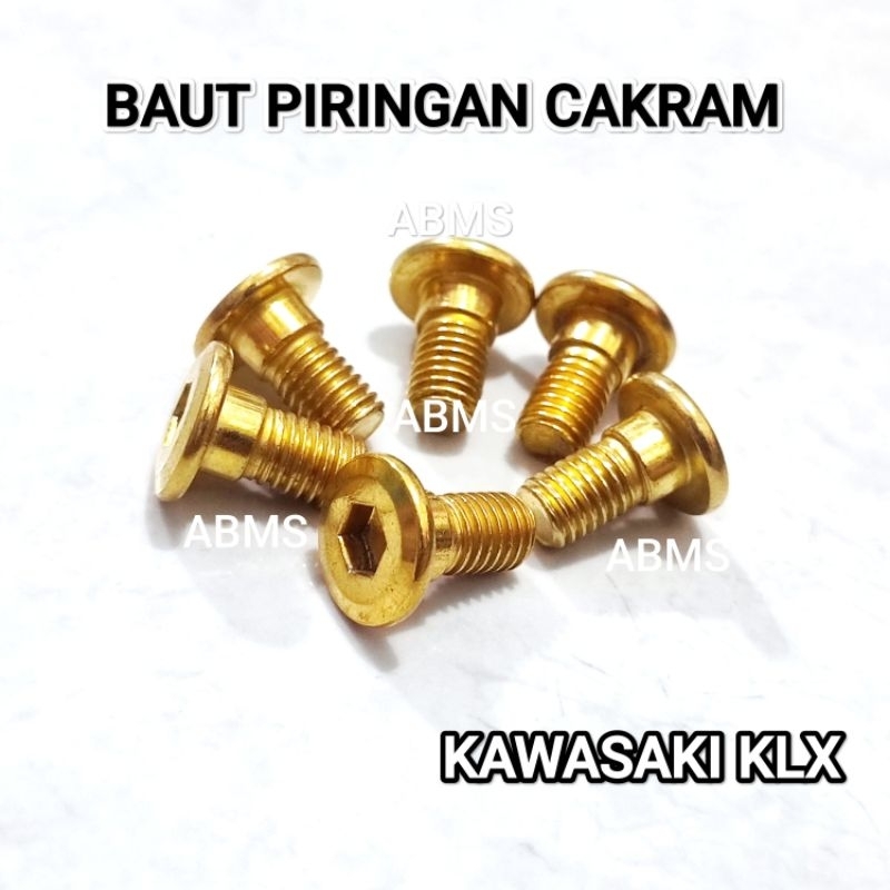 BAUT L PIRINGAN CAKRAM KAWASAKI KLX GOLD BAUT PIRINGAN DISC DEPAN BELAKANG KLX D TRACKER BAUT L CAKR