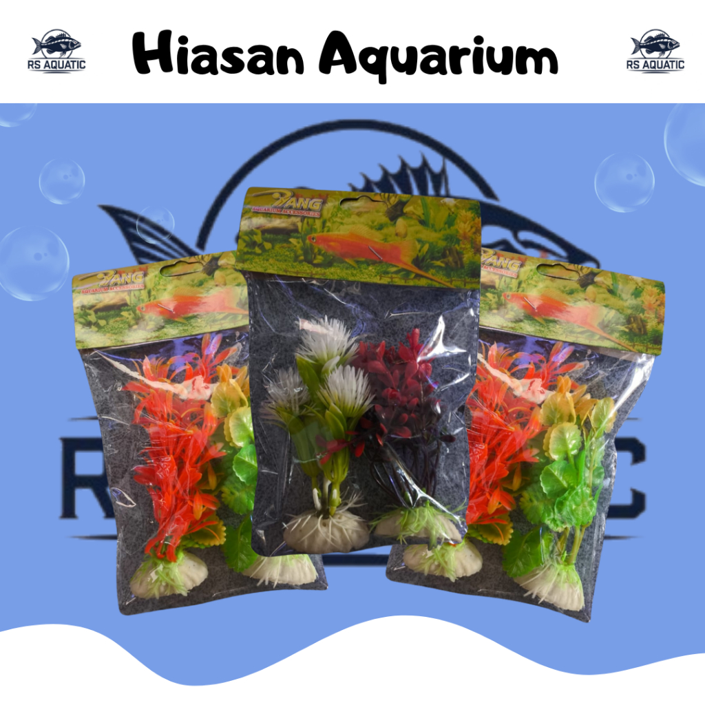 Hiasan aquarium/mainan tumbuhan aquarium berbahan sintetis