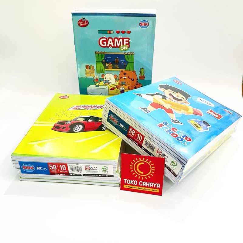 

buku tulis sidu 58 lembar isi 8pcs & 10pcs sekolah sinar dunia book menulis