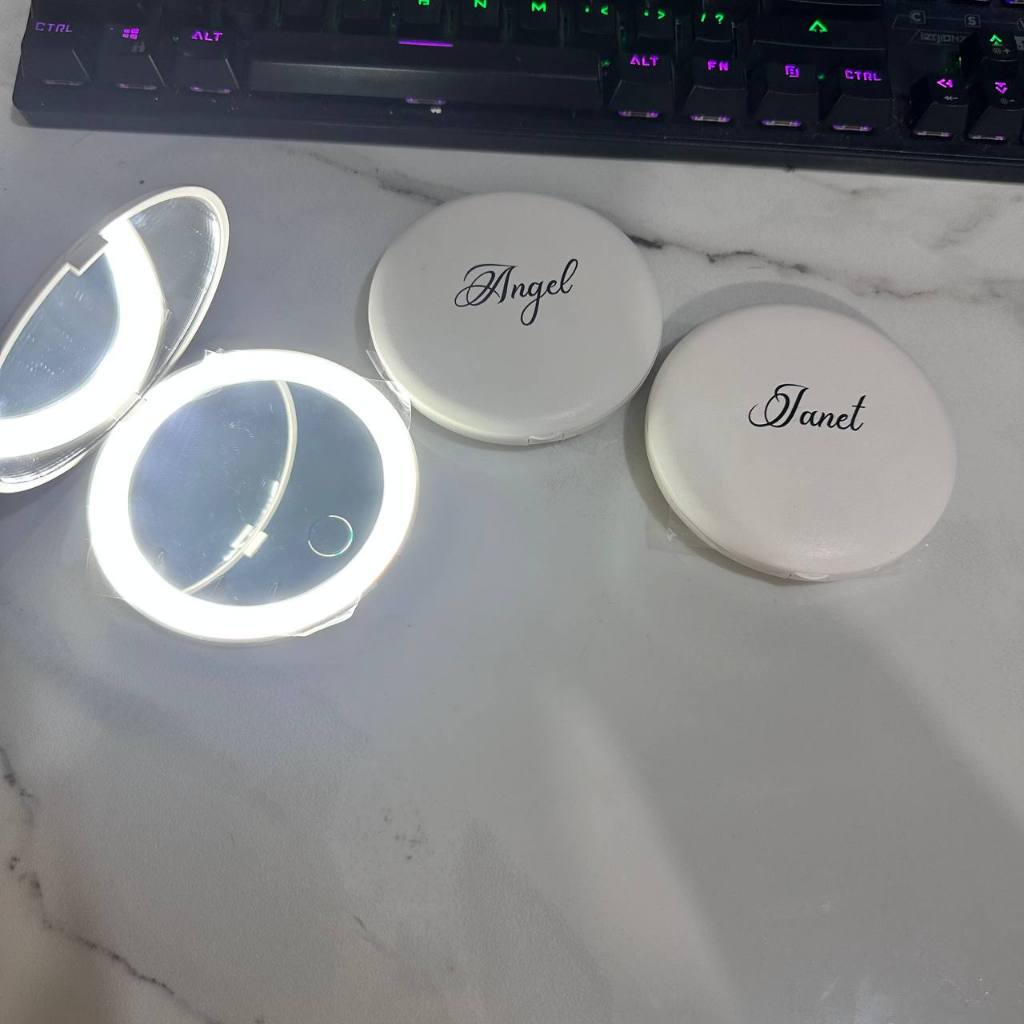 Cermin Lipat LED Custom Nama / Cermin LED Custom / Kaca Make Up / Cermin Rias Portable Custom