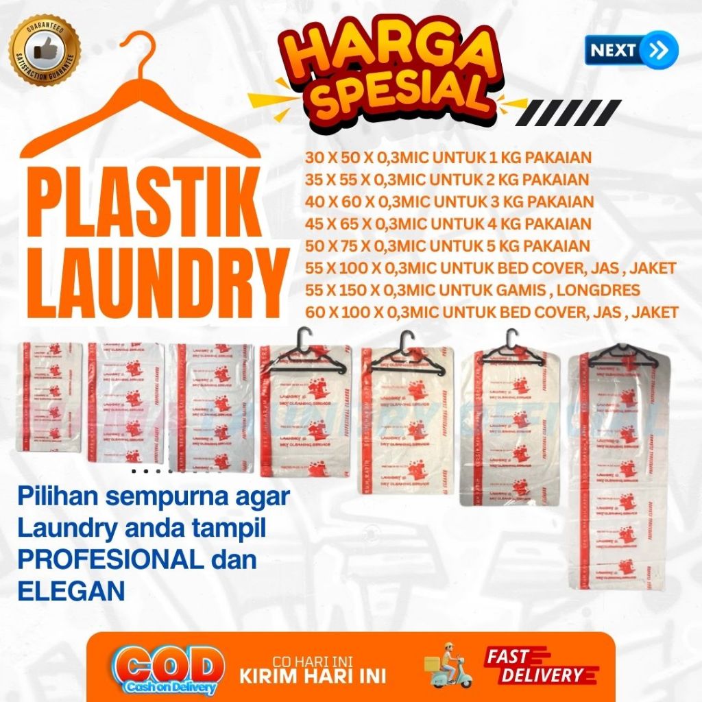 Plastik Packing Laundry Sablon Umum - Plastik Laundry Kiloan - Plastik PP Print - Sablon Original