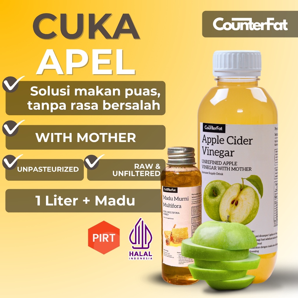 

CounterFat Cuka Apel 1 Liter + Madu Organik Untuk Kesehatan Diet