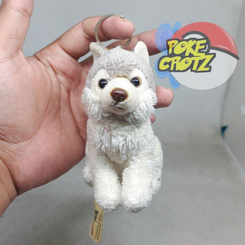 Boneka Anjing Guguk Husky Duduk Kecil Original WWF Cantik Lucu Gantungan kunci keychain plush 10cm