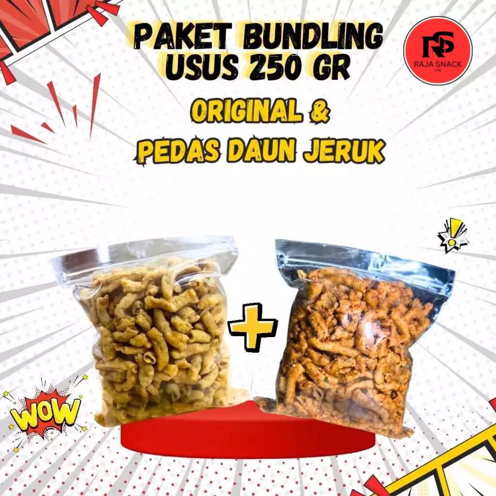 

PROMO!!! PAKET USUS AYAM CRISPY ORIGINAL 250GR DAN USUS AYAM CRISPY PEDAS DAUN JERUK 250GR / USUS CRISPY